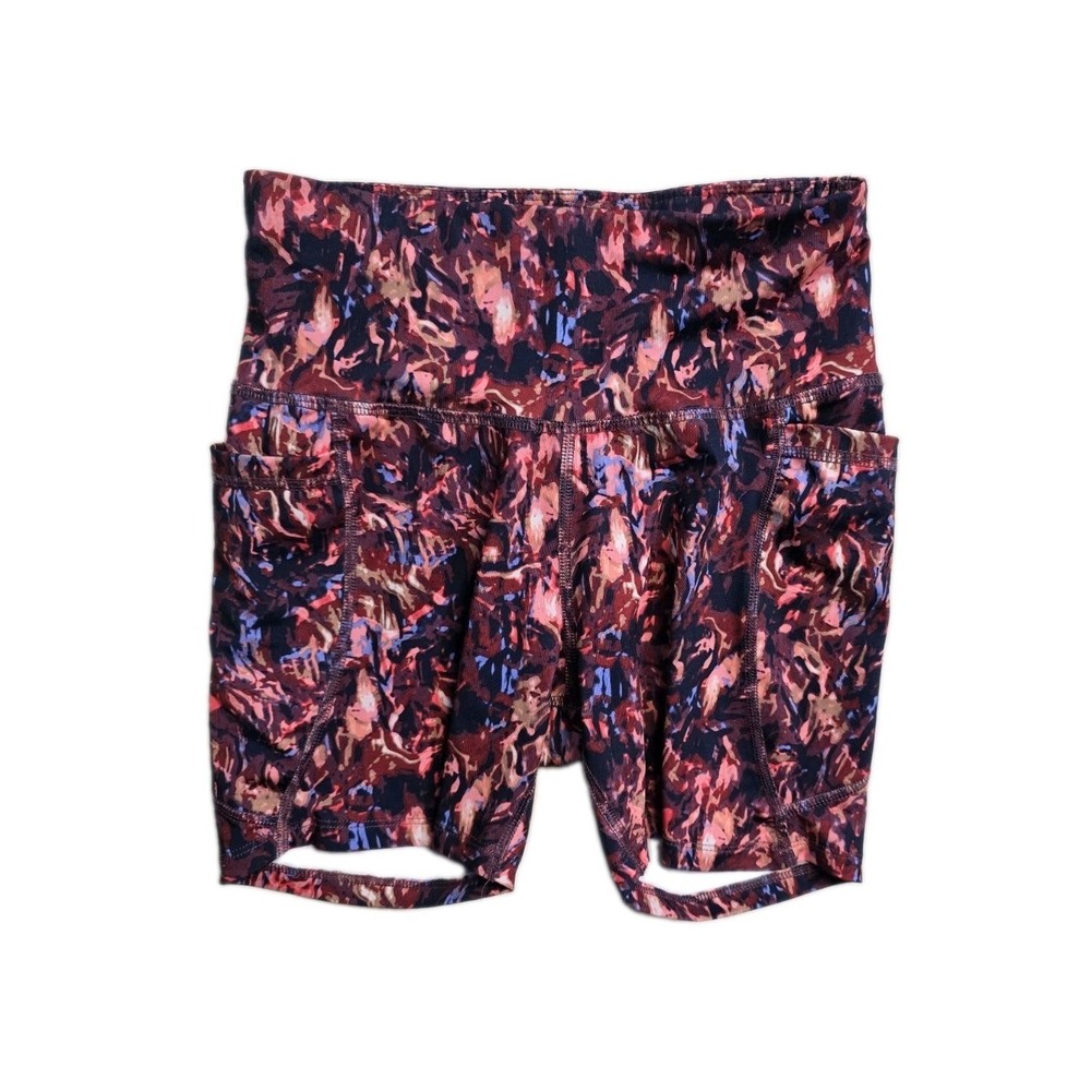 Al1ve Printed Gym Shorts Women's Size D High Rise Stretch Pockets Athleisure